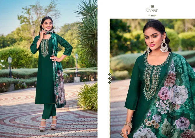 Alexa Vol 6 By Shreen Roman Silk Designer Kurti With Bottom Dupatta Wholesale Shop In Surat